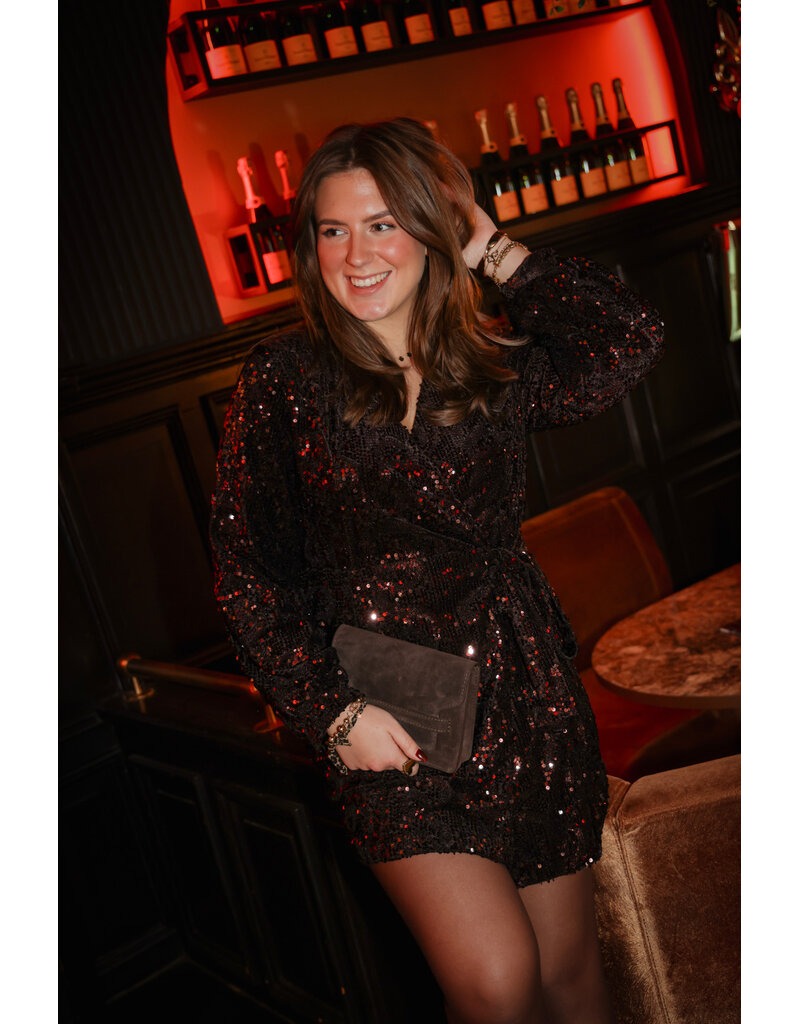 21Jewelz Pailletten jurk met strik - bruin