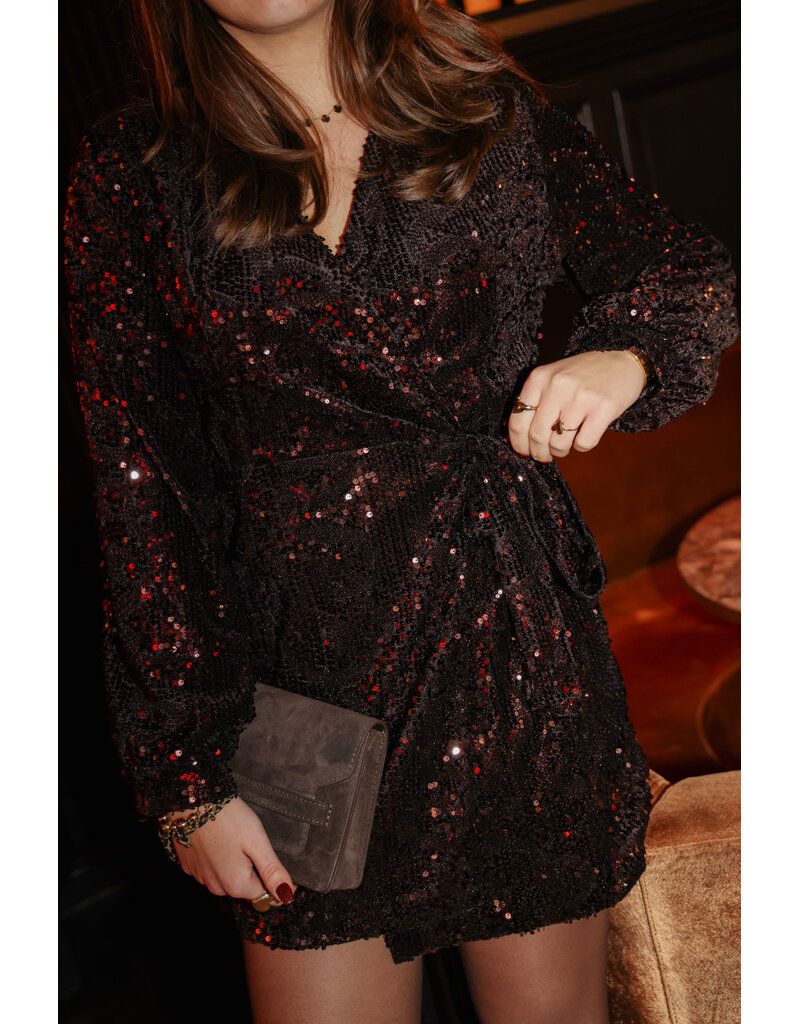 21Jewelz Pailletten jurk met strik - bruin