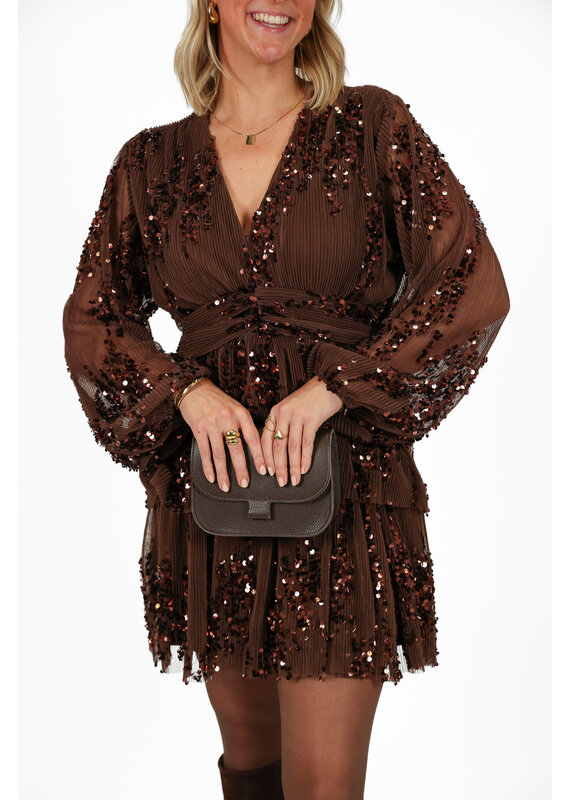 21Jewelz Pailetten jurkje - bruin