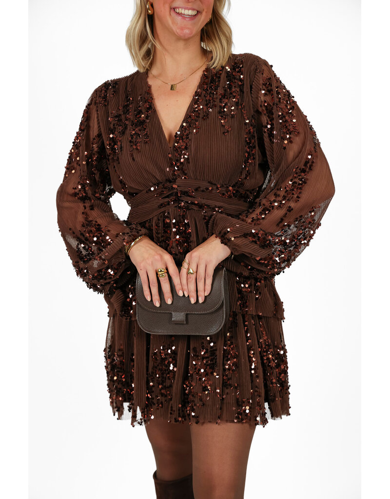 21Jewelz Pailetten jurkje - bruin