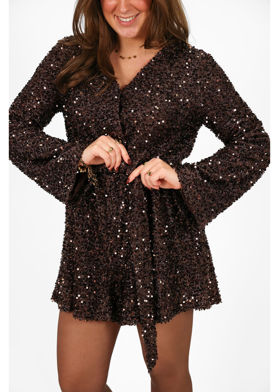 21Jewelz Pailletten playsuit - bruin