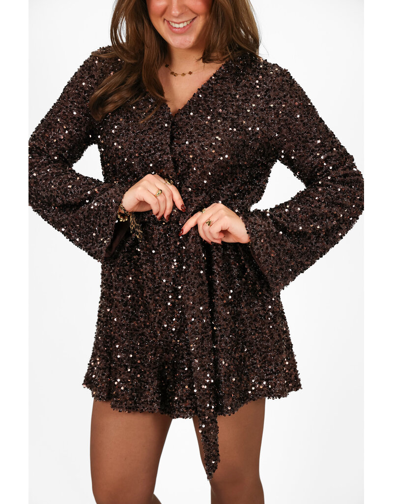 21Jewelz Pailletten playsuit - bruin
