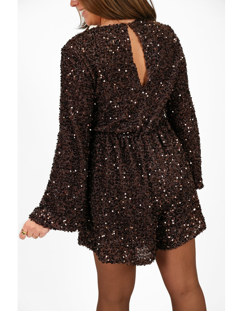 21Jewelz Pailletten playsuit - bruin