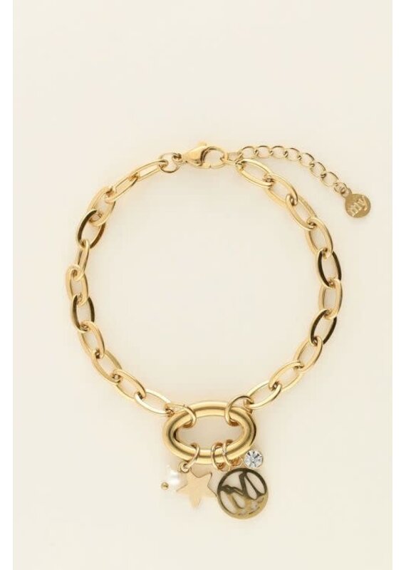 My Jewellery My Jewellery | Armband met bedels & parel - goud