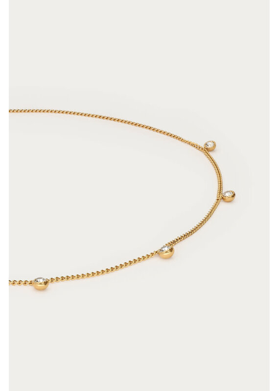 My Jewellery Ketting vijf strass steentjes - goud
