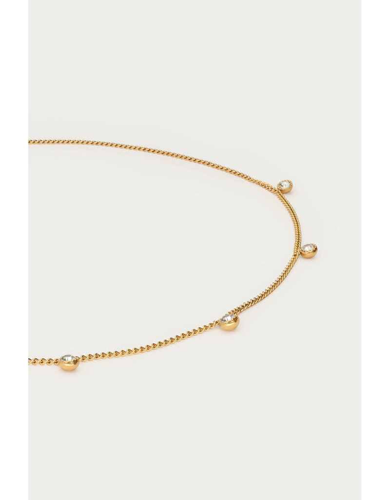 My Jewellery Ketting vijf strass steentjes - goud
