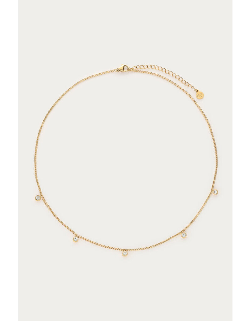 My Jewellery Ketting vijf strass steentjes - goud