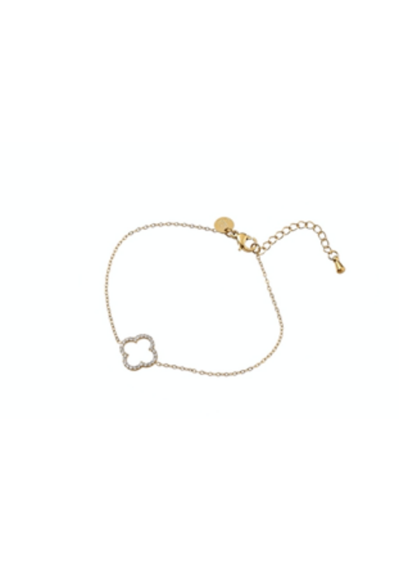 Go Dutch Label D&E - Sparkly Clover Bracelet - goud