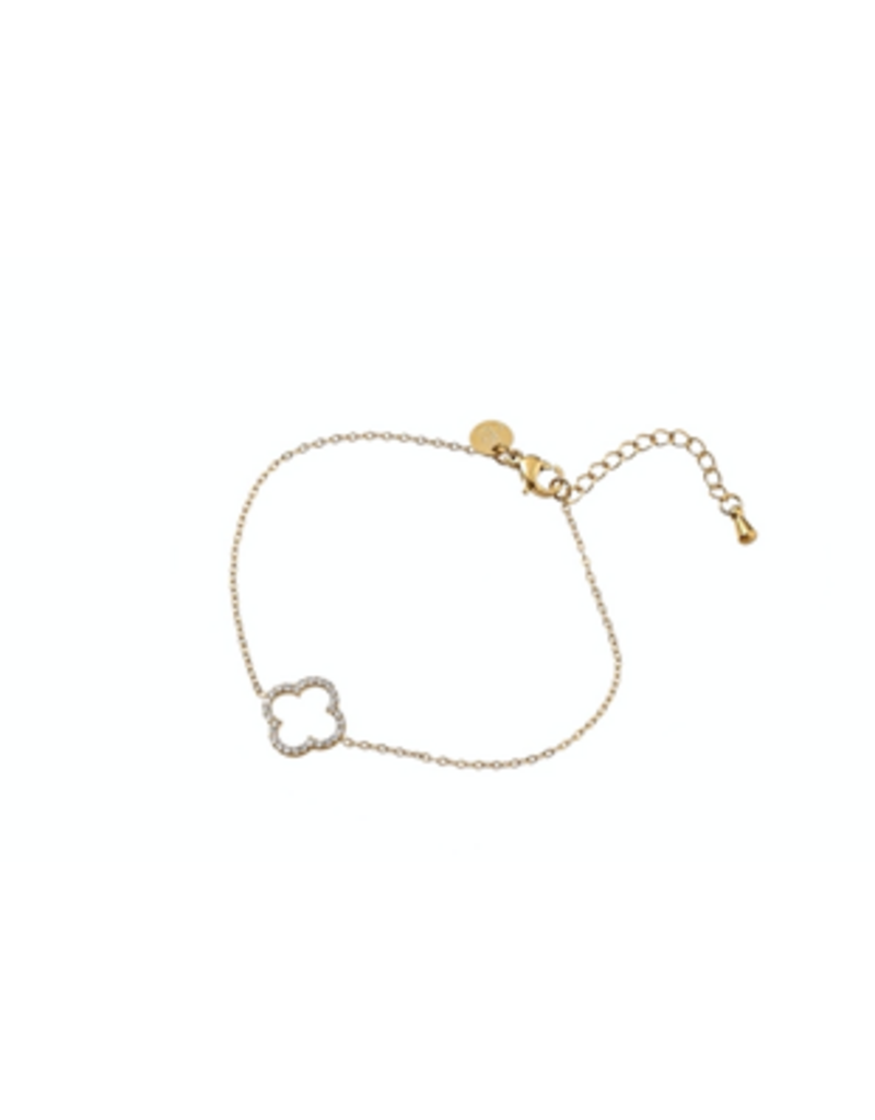 Go Dutch Label D&E - Sparkly Clover Bracelet - goud