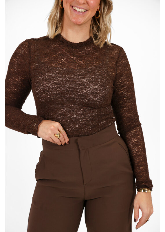 21Jewelz Kanten top met patroon - bruin