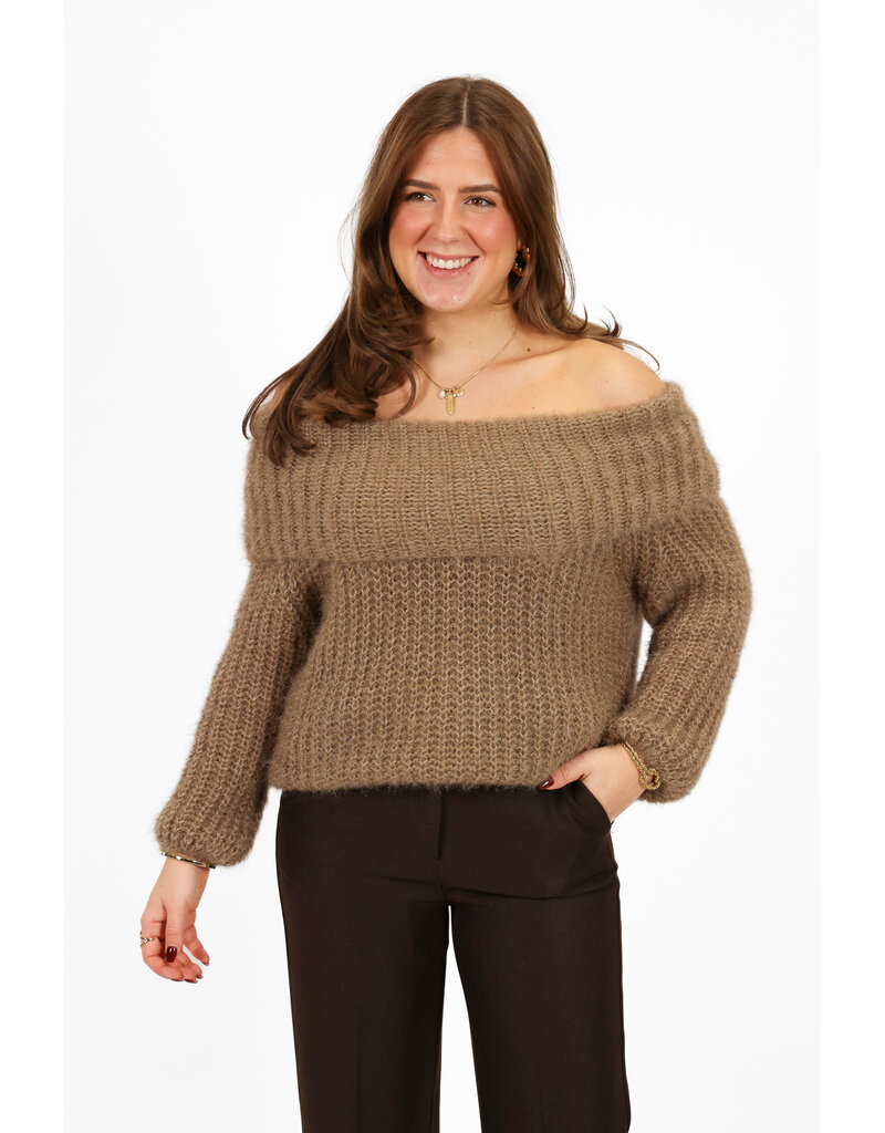 21Jewelz Off shoulder trui - taupe