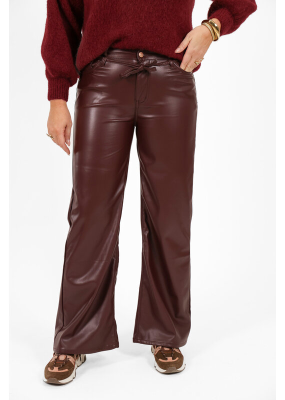 21Jewelz Pu leren broek met strik - bordeaux