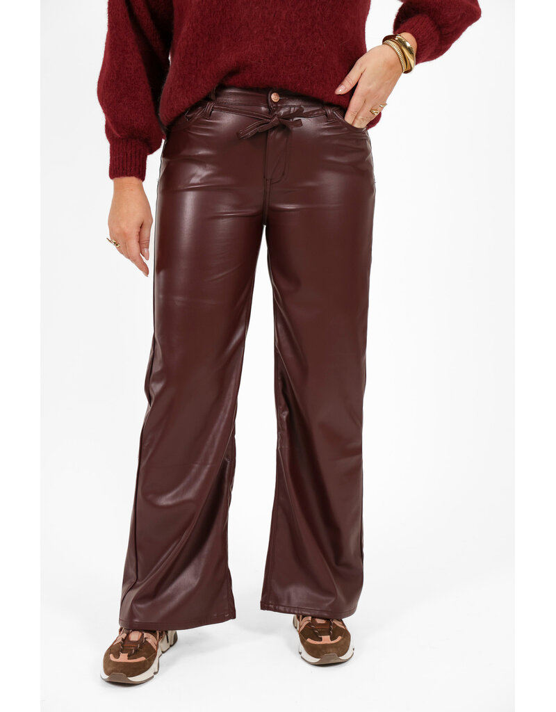 21Jewelz Pu leren broek met strik - bordeaux