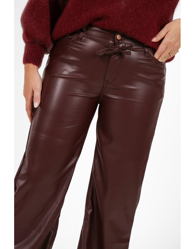 21Jewelz Pu leren broek met strik - bordeaux