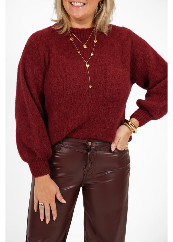 21Jewelz Wollige trui met zakje - bordeaux