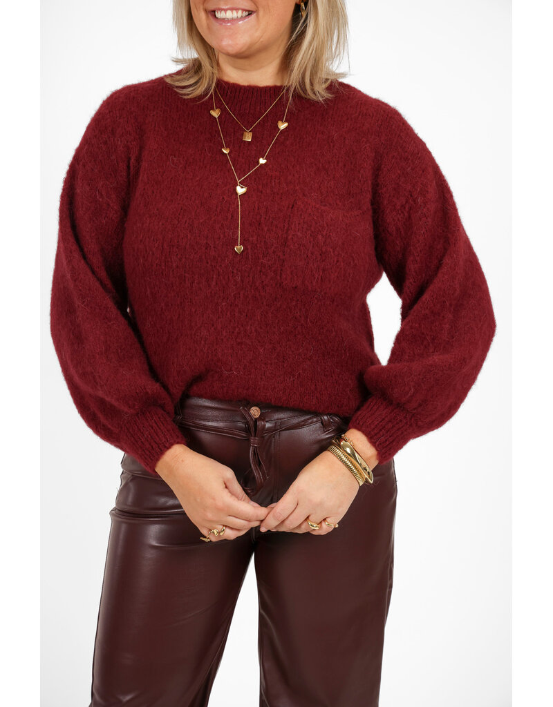 21Jewelz Wollige trui met zakje - bordeaux
