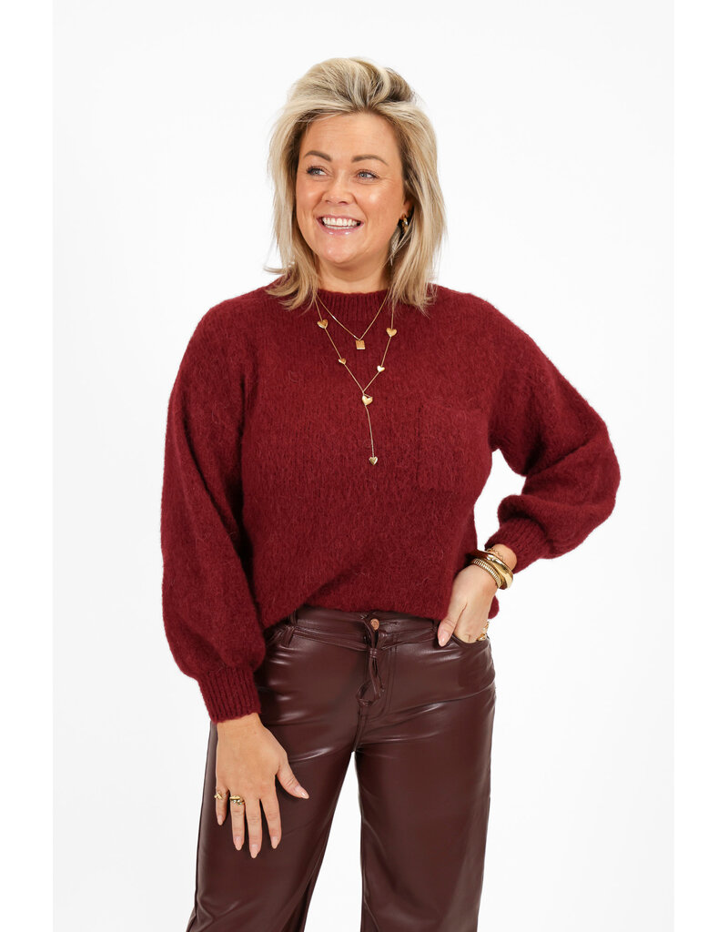 21Jewelz Wollige trui met zakje - bordeaux