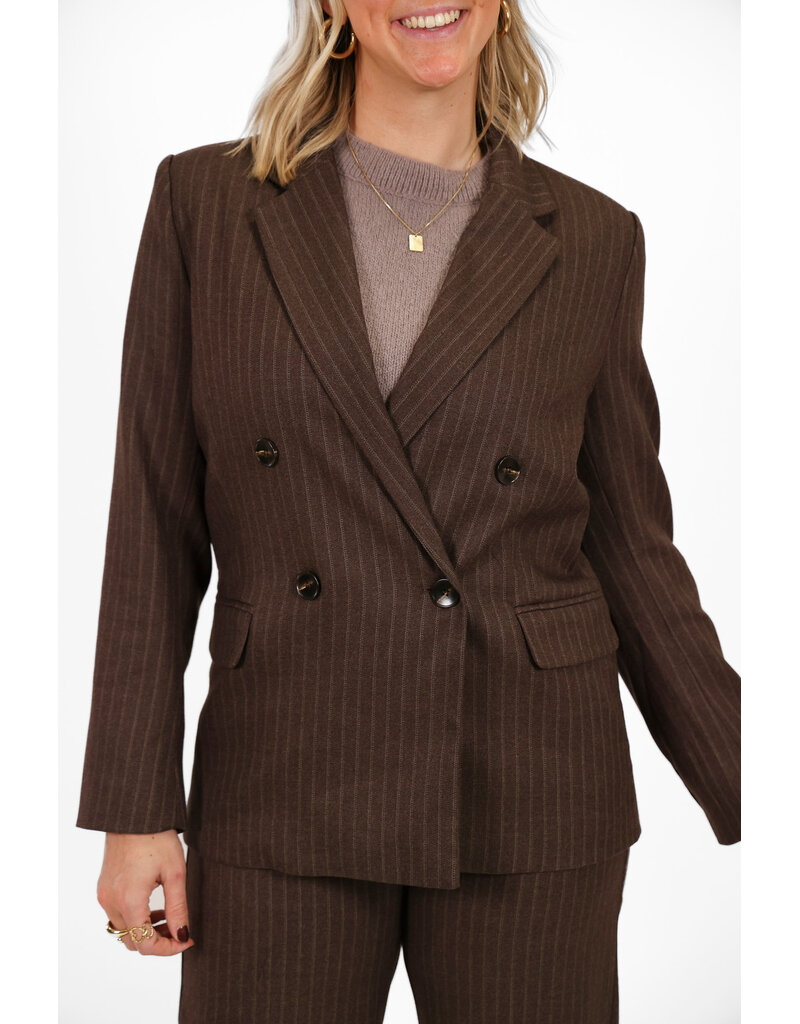 21Jewelz Blazer met krijtstreep - bruin