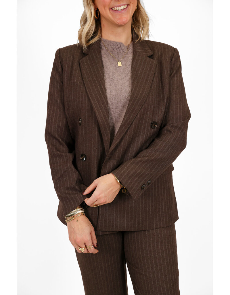 21Jewelz Blazer met krijtstreep - bruin