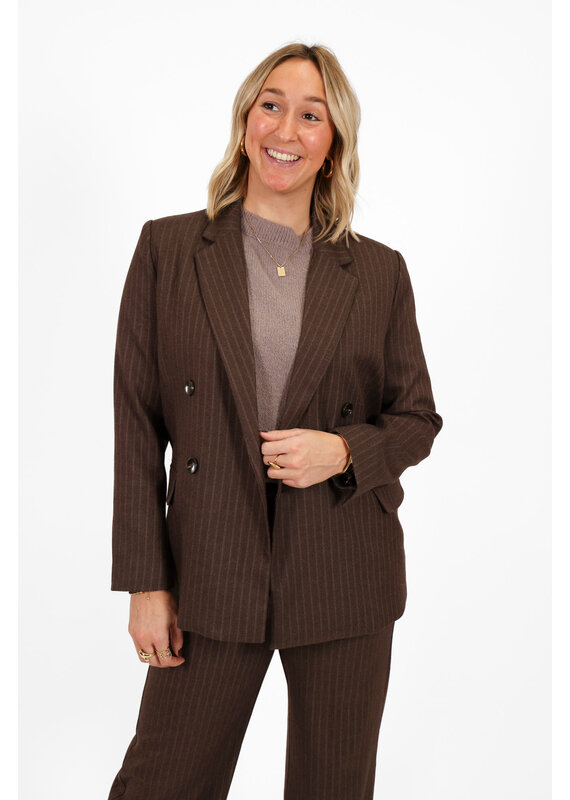 21Jewelz Blazer met krijtstreep - bruin