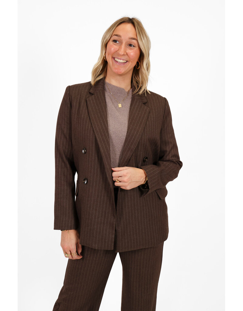 21Jewelz Blazer met krijtstreep - bruin