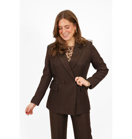 21Jewelz Effen blazer met dubbele knopen - choco bruin