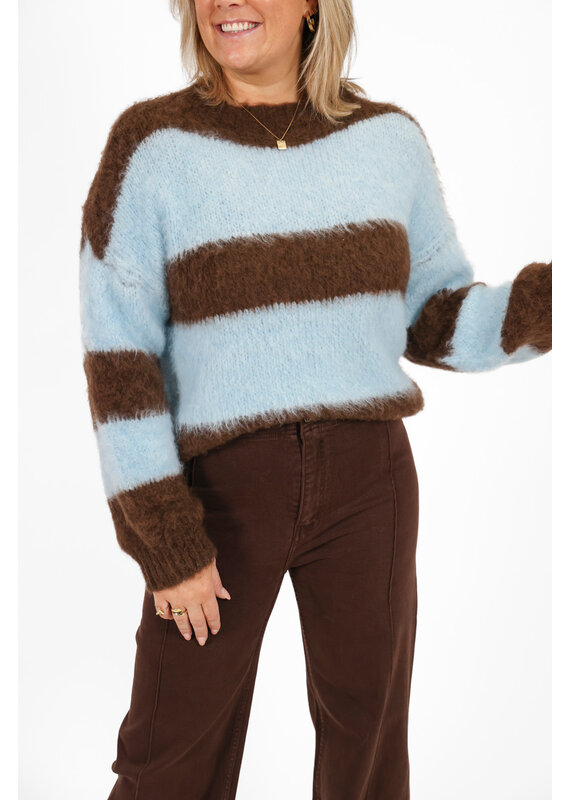 21Jewelz Wollige gestreepte trui - blauw / bruin