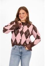 21Jewelz Geruit vest - bruin/roze