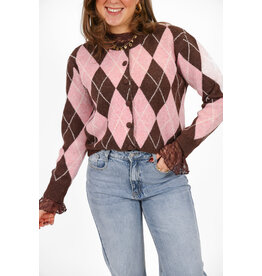 21Jewelz Geruit vest - bruin/roze