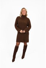 21Jewelz Gebreide jurk met opstaande kraag - bruin
