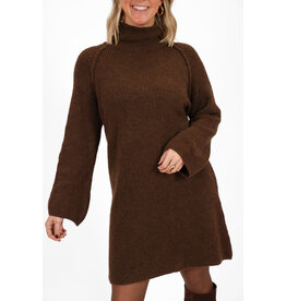21Jewelz Gebreide jurk met opstaande kraag - bruin