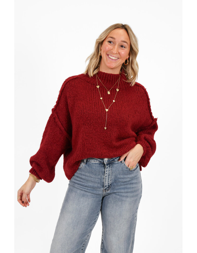 21Jewelz Gebreide trui met opstaande kraag - bordeaux