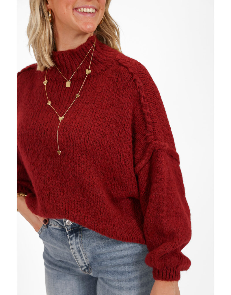 21Jewelz Gebreide trui met opstaande kraag - bordeaux