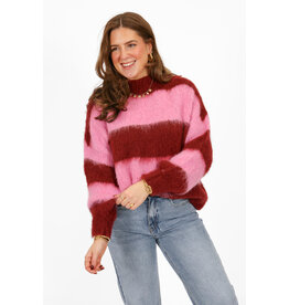 21Jewelz Wollige gestreepte trui - roze / bordeaux