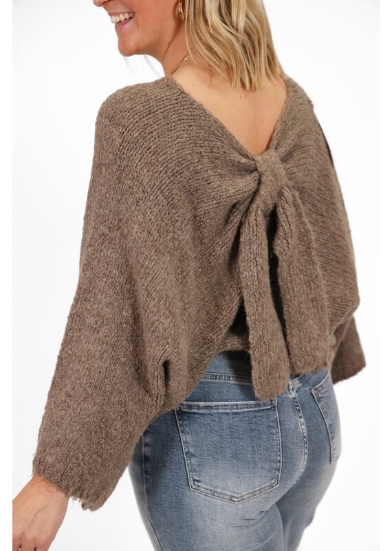 21Jewelz Gebreide trui met strik - taupe