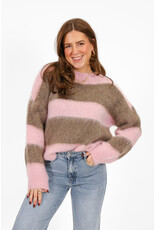 21Jewelz Wollige gestreepte trui - roze / taupe