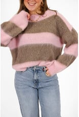 21Jewelz Wollige gestreepte trui - roze / taupe