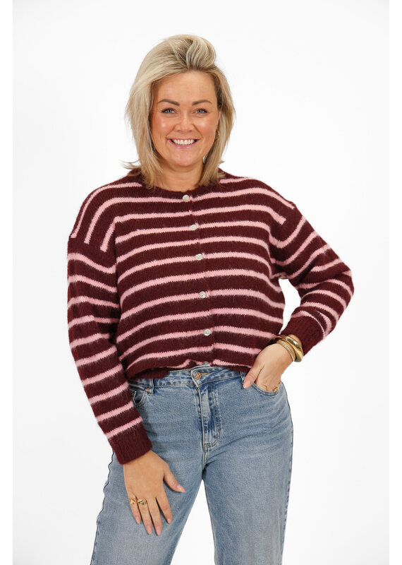 21Jewelz Vest met strepen burgundy roze