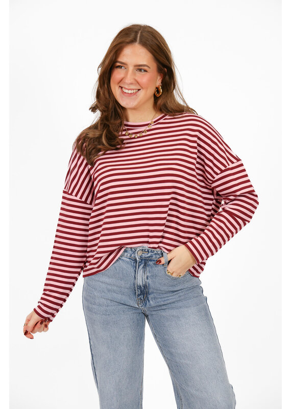 21Jewelz Gestreepte trui - bordeaux roze