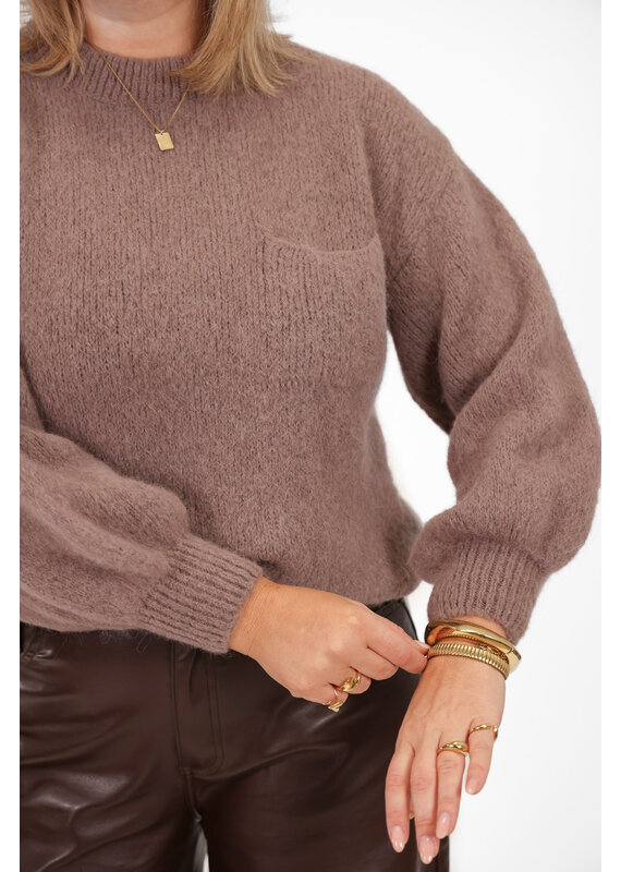 21Jewelz Wollige trui met zakje - taupe