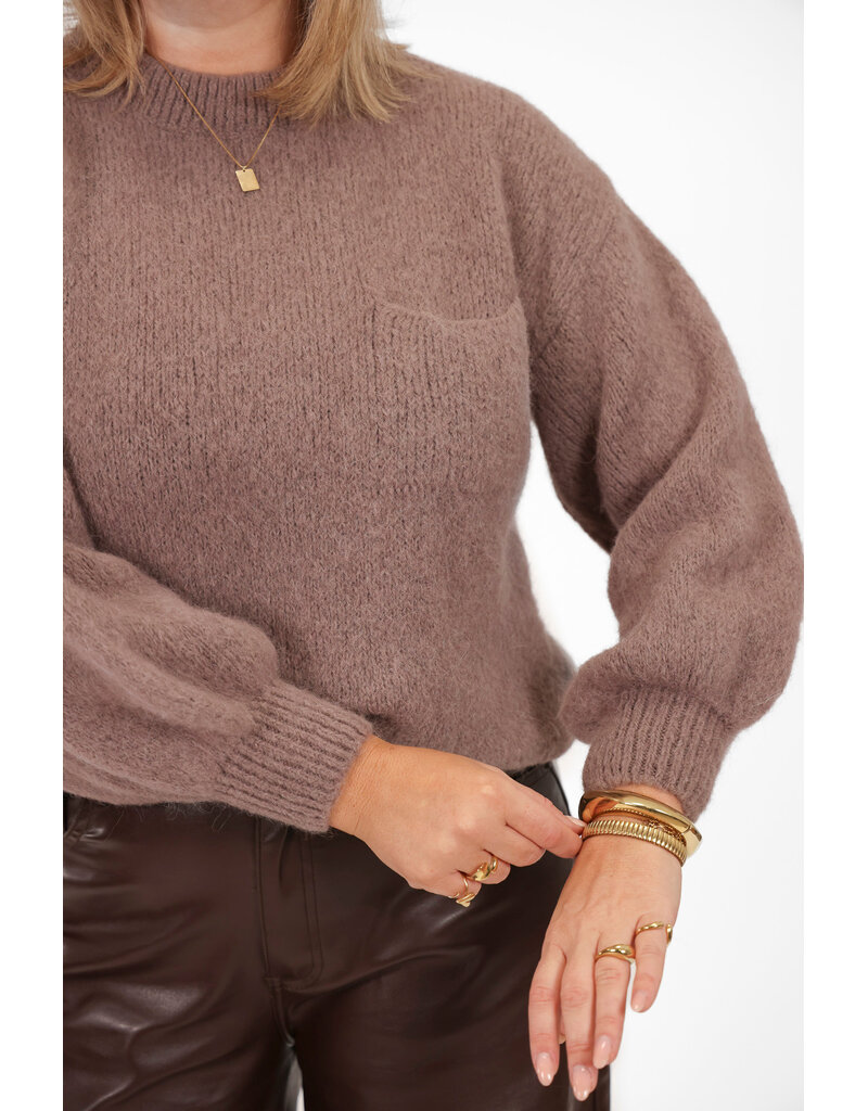 21Jewelz Wollige trui met zakje - taupe