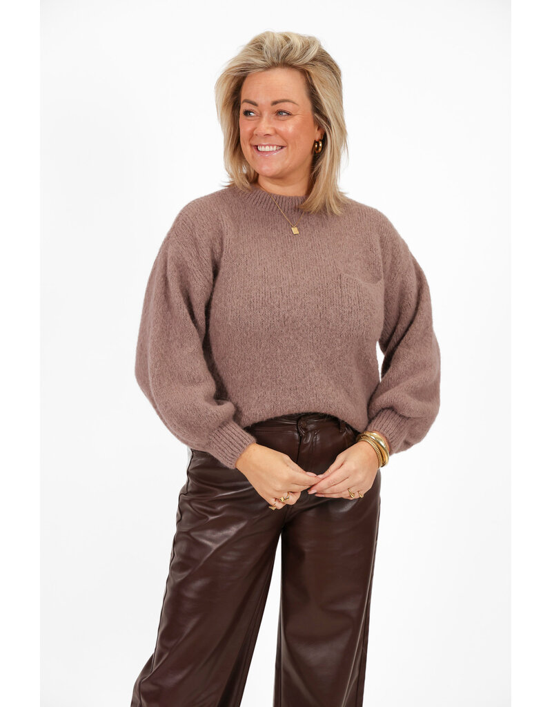 21Jewelz Wollige trui met zakje - taupe