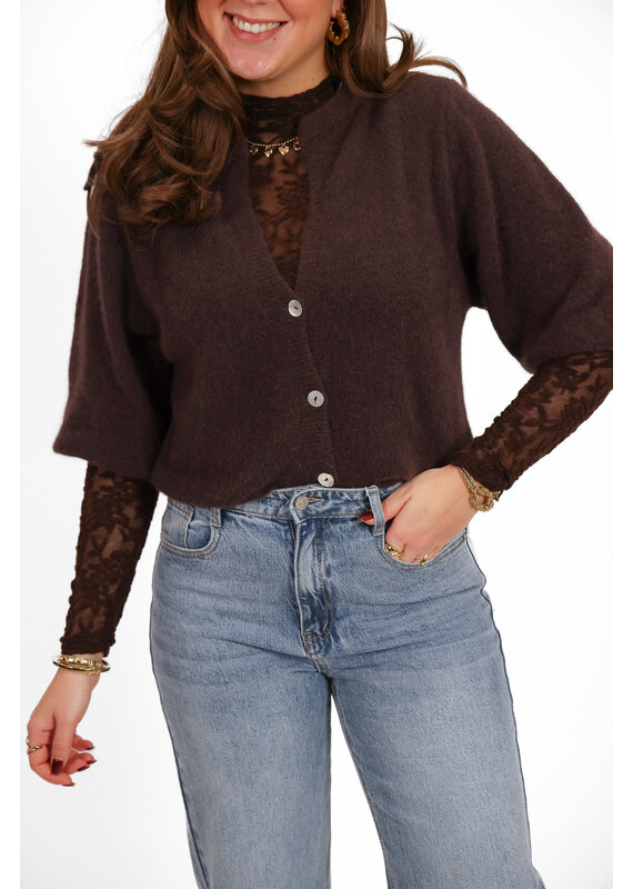 21Jewelz Vest met pofmouwtje - choco bruin