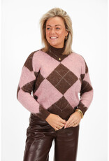 21Jewelz Geruite trui - roze / bruin
