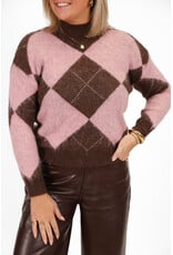 21Jewelz Geruite trui - roze / bruin