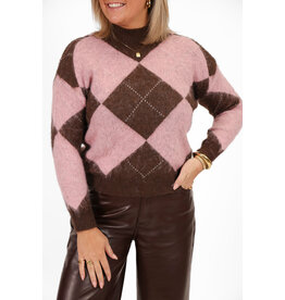 21Jewelz Geruite trui - roze / bruin