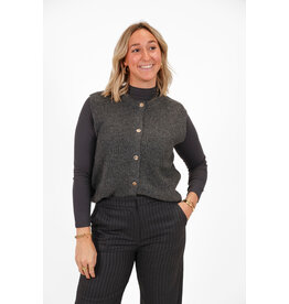 21Jewelz Gebreide gilet met gouden knopen - donkergrijs