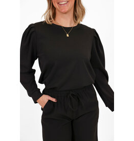 21Jewelz Basic sweater met pofmouw - zwart