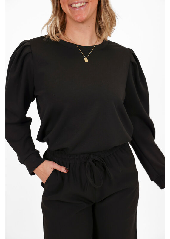 21Jewelz Basic sweater met pofmouw - zwart