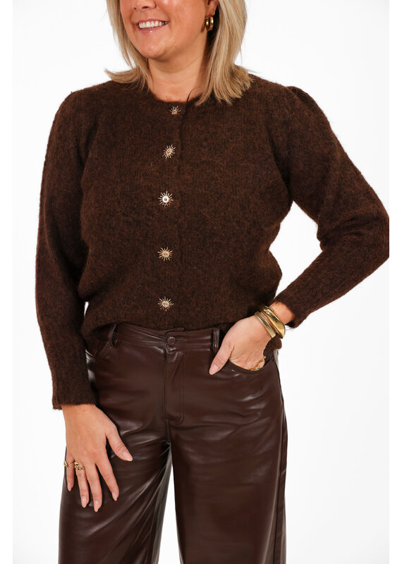21Jewelz Trui met sierknoopjes - bruin